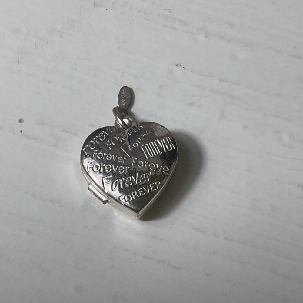 952 Italy Silver Heart Locket Pendant With "Forever" Engraving